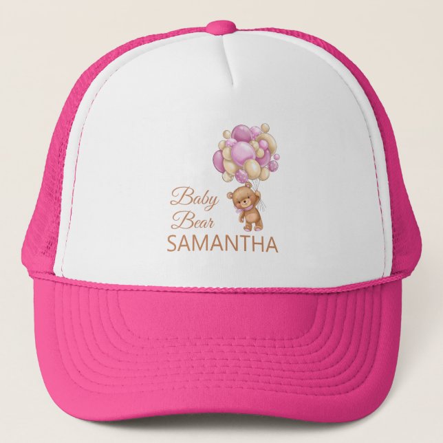 Gorra De Camionero Chica Rosa Bear Bear Cumpleaños (Anverso)