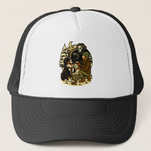 Gorra De Camionero Chica Segadora Lindo y Perro Bosque Espeluznante N