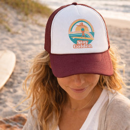 Gorra De Camionero Chica Surfista Retro Permanece Dorada Costera
