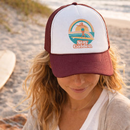 Gorra De Camionero Chica Surfista Retro Permanece Dorada Costera