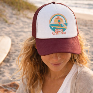 Gorra De Camionero Chica Surfista Retro Permanece Dorada Costera