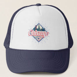 Gorra De Camionero Chicago Illinois Estados Unidos Retro Skyline USA