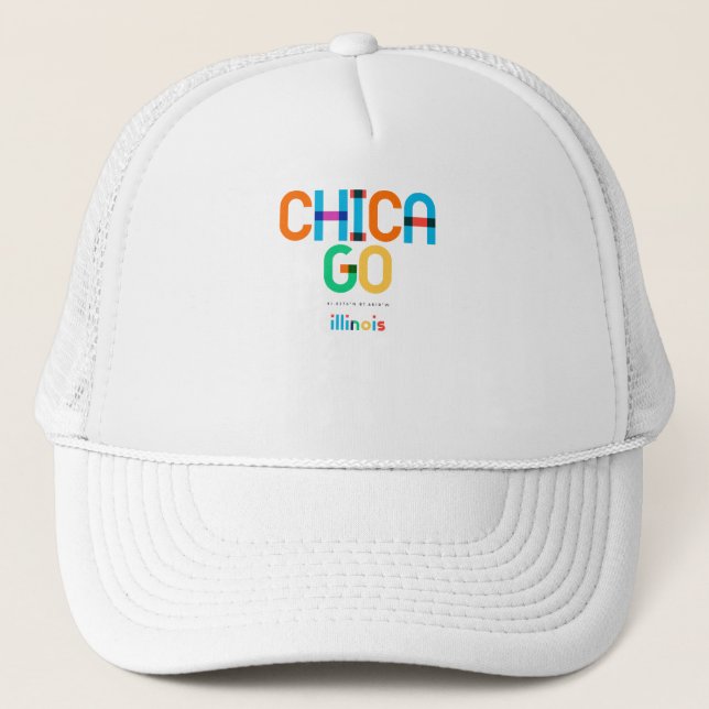 Gorra De Camionero Chicago Illinois Mid Century, Pop Art, (Anverso)