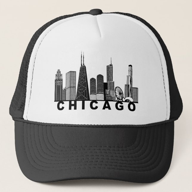 Gorra De Camionero Chicago Skyline Silhouette  (Anverso)