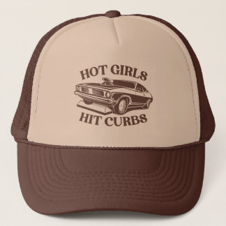Gorra De Camionero Chicas calientes golpean curvas - Marrón