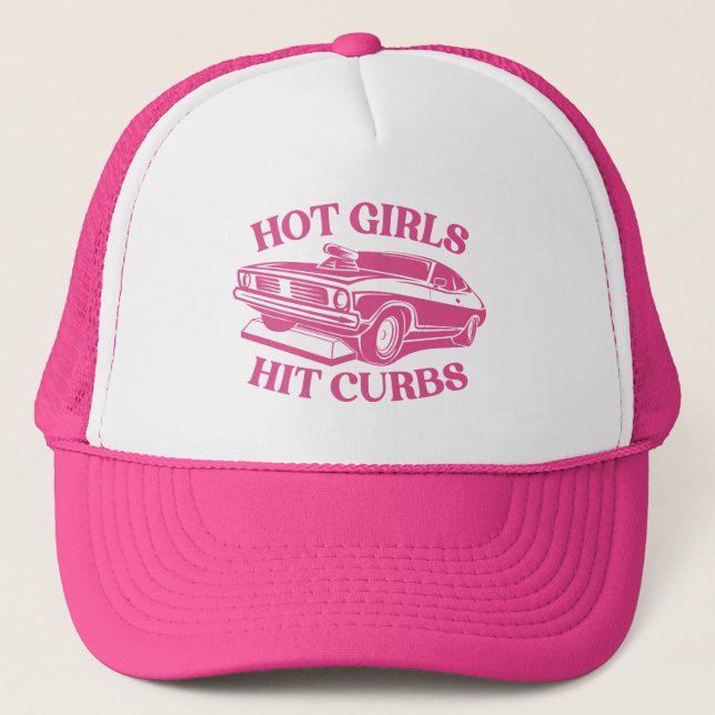 Gorra De Camionero Chicas calientes golpean frascos - rosa (Anverso)
