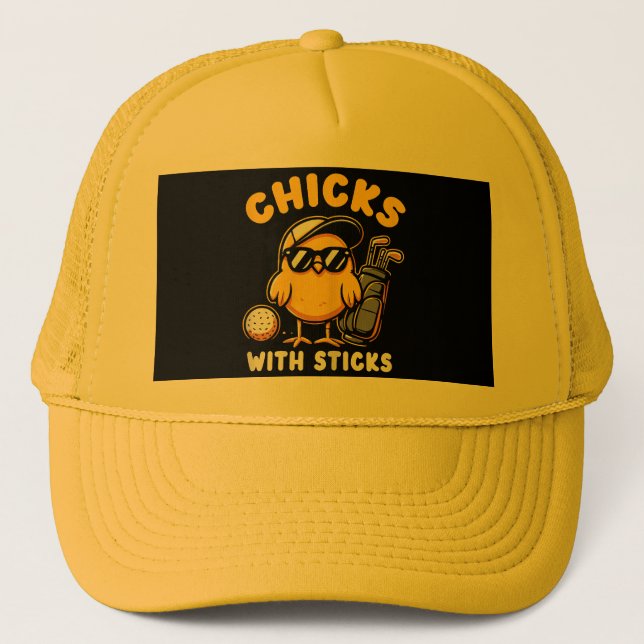 Gorra De Camionero Chicas Con Palos De Golf Chica Mujer Club De Golf  (Anverso)