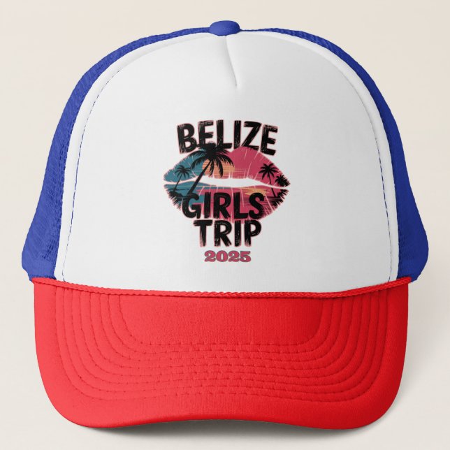 Gorra De Camionero Chicas de Belice recorren aventura tropical (Anverso)