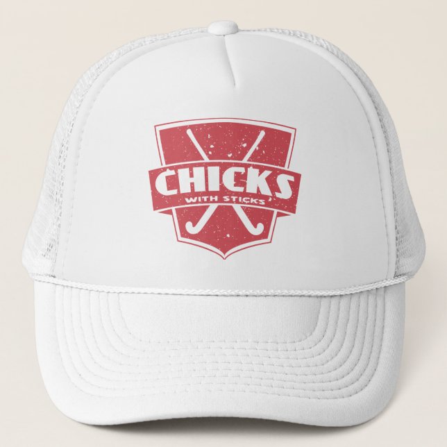 Gorra De Camionero Chicas de hockey con garrapatas (Anverso)