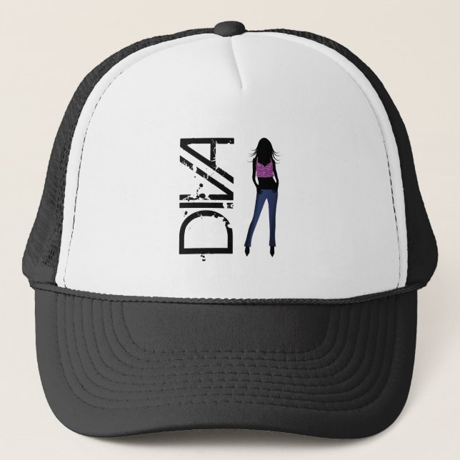 Gorra De Camionero Chicas de moda posando modelo Diva Blue Jeans Gorr (Anverso)