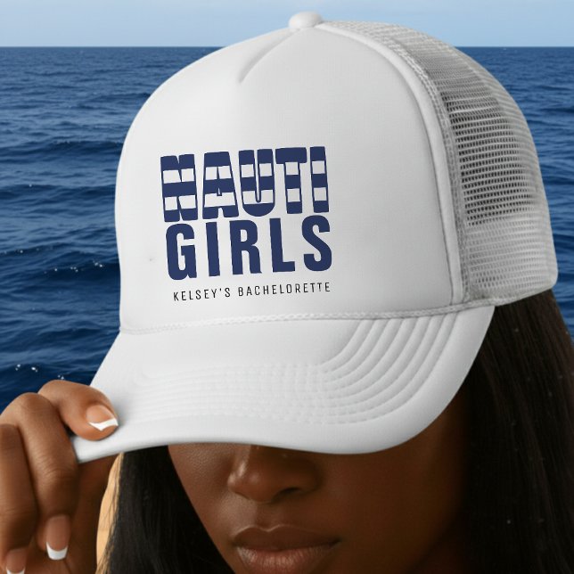 Gorra De Camionero Chicas Nauti divertido Despedida de soltera (Nauti Girls Nautical Bachelorette Party Hat for Women)