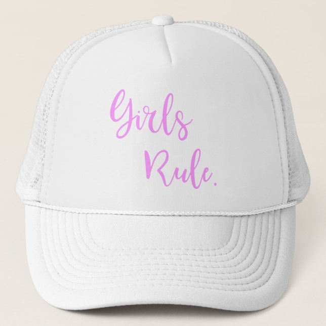 Gorra De Camionero Chicas Regla Texto rosa Inspirador Blanco (Anverso)
