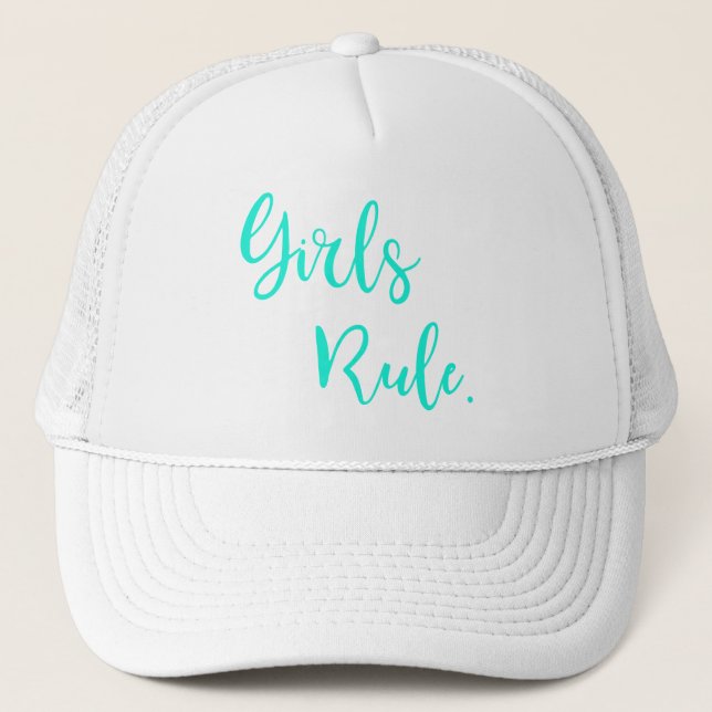Gorra De Camionero Chicas Regla Texto verde Inspirador Blanco (Anverso)