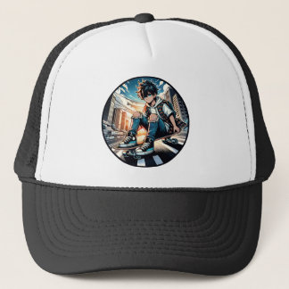 Gorra De Camionero Chico Pop Art en monopatín en la ciudad
