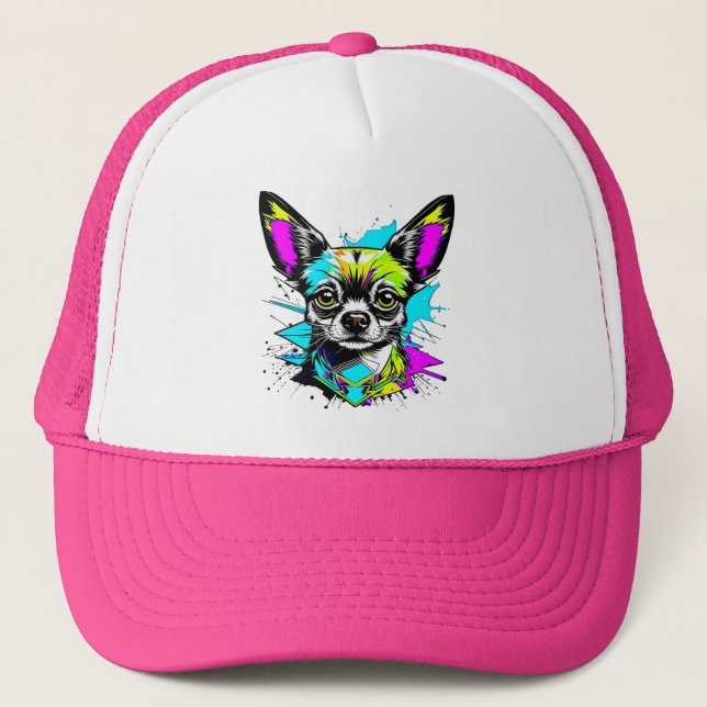 Gorra De Camionero Chihuahua Cyberpunk estilo Art Dog Lover (Anverso)