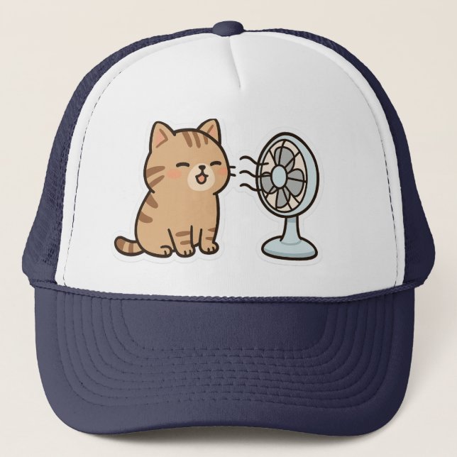 Gorra De Camionero Chill Cat por el ventilador - Pegatina de verano l (Anverso)
