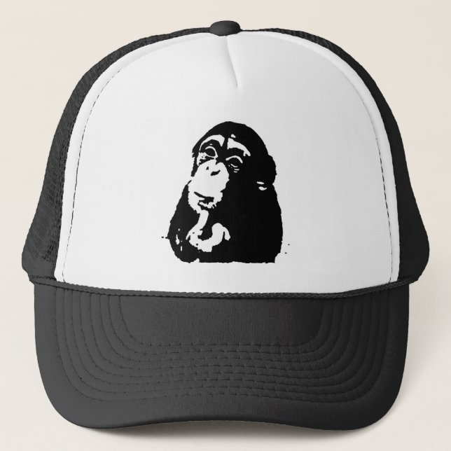 Gorra De Camionero Chimpancé de pensamiento de arte pop (Anverso)