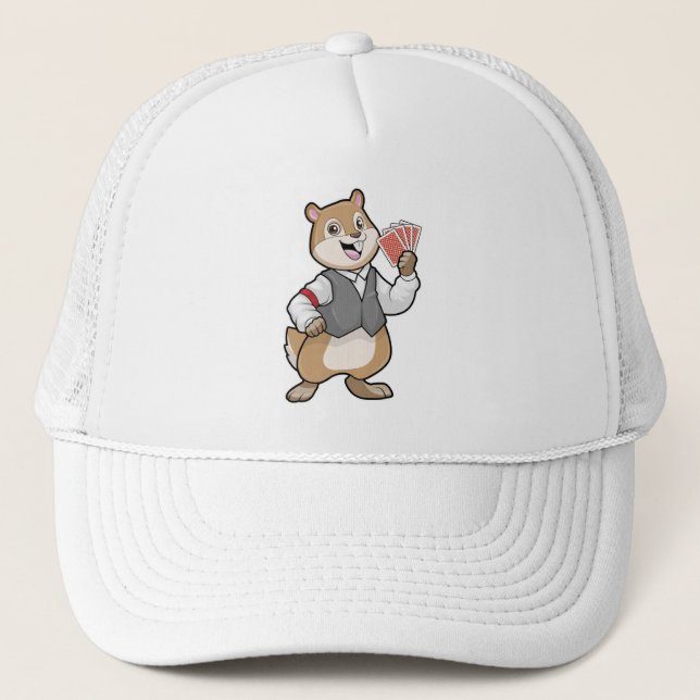 Gorra De Camionero Chipmunk en Poker con tarjetas de póker (Anverso)