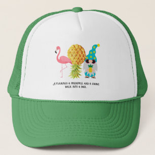 Gorra De Camionero Chiste Pineapple Gnome Flamingo