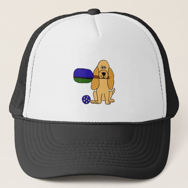 Gorra De Camionero CI dibujo animado de Pickleball cocker spaniel (Anverso)