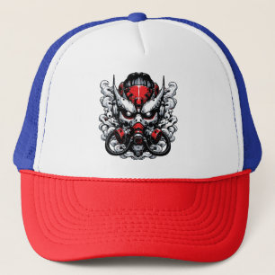 Gorra De Camionero Ciber Oni: Máscara del Guerrero de Humo