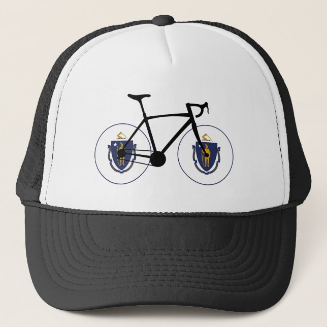 Gorra De Camionero Ciclismo con bandera de Massachusetts (Anverso)