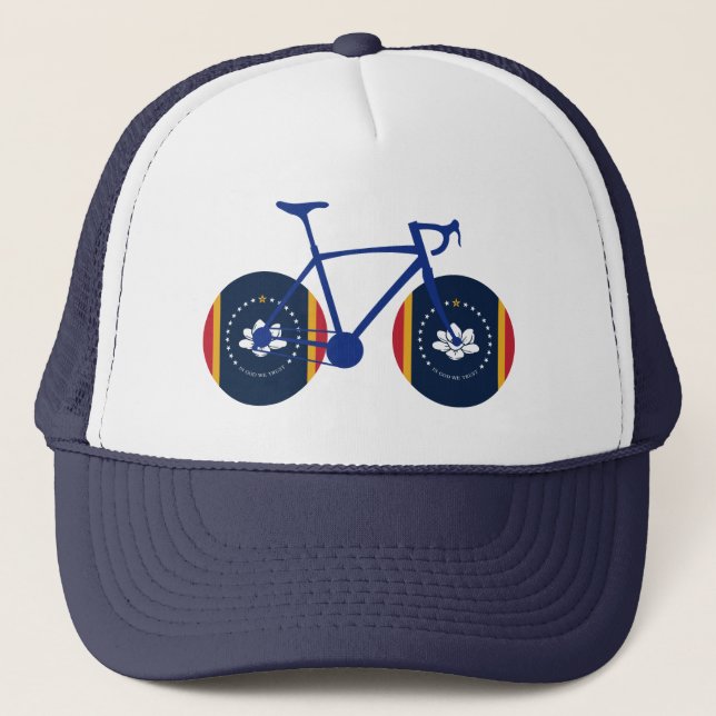 Gorra De Camionero Ciclismo con bandera de Misisipi (Anverso)