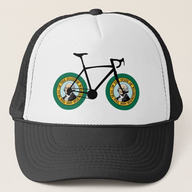 Gorra De Camionero Ciclismo con bandera de Washington (Anverso)