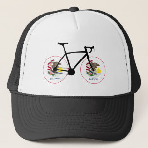Gorra De Camionero Ciclismo con la bandera de Illinois