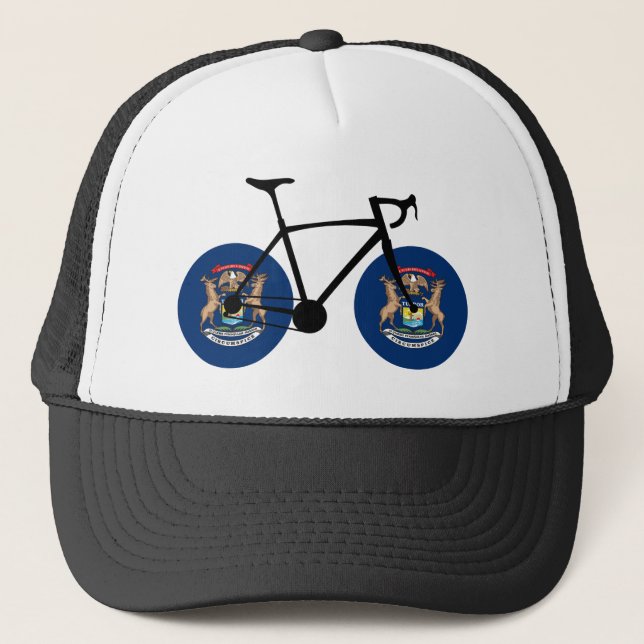 Gorra De Camionero Ciclismo de la bandera de Michigan (Anverso)
