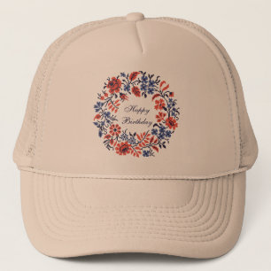 Gorra De Camionero Ciclo de flores de cumpleaños feliz