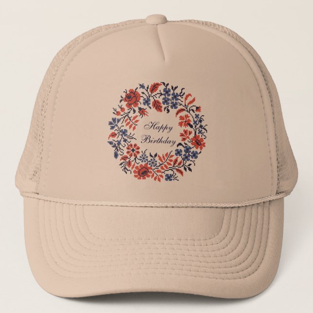 Gorra De Camionero Ciclo de flores de cumpleaños feliz (Anverso)