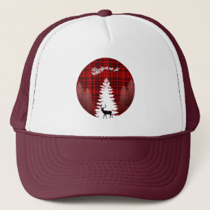 Gorra De Camionero ciervo de santa árbol de navidad cuadros rojos a c