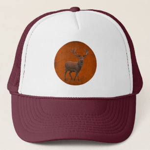 Gorra De Camionero ciervo vintage en naturaleza naranja