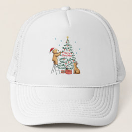 Gorra De Camionero Ciervo y oso de Navidad