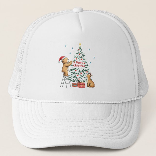 Gorra De Camionero Ciervo y oso de Navidad (Anverso)
