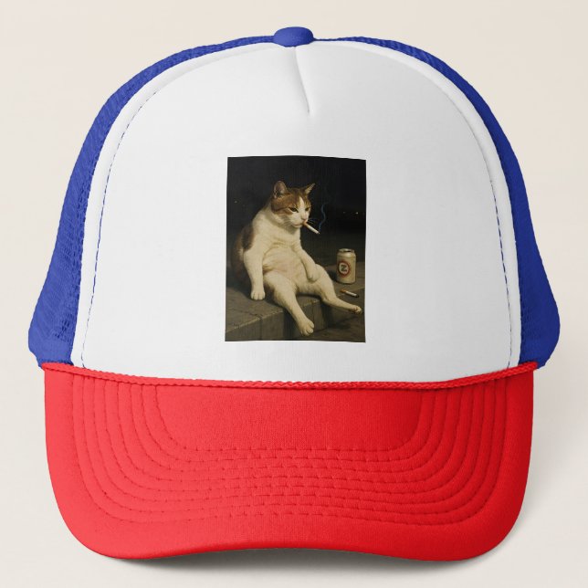 Gorra De Camionero Cigarette Kitten Funny Smoking Cat Gen Z Meme (Anverso)