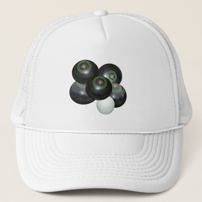 Gorra De Camionero Cinco bolas de jardín negro apiladas, (Anverso)