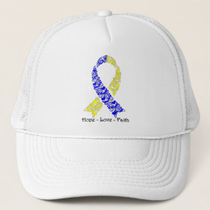 Gorra De Camionero Cinta azul y amarilla de la esperanza de la
