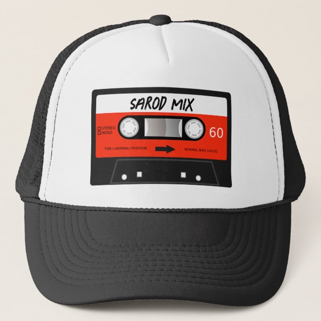 Gorra De Camionero Cinta de cassette roja retro de la mezcla de sarod (Anverso)