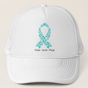 Gorra De Camionero Cinta de esperanza de conciencia Verde azulada