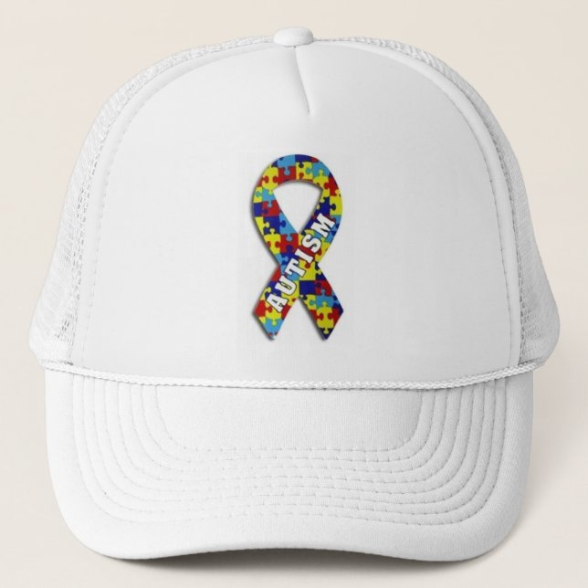 Gorra De Camionero Cinta de la conciencia del autismo (Anverso)