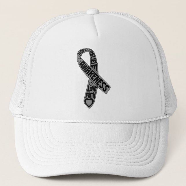 Gorra De Camionero Cinta de lemas de cáncer de cerebro (Anverso)