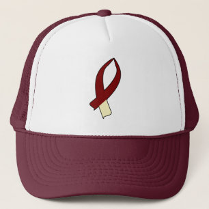 Gorra De Camionero Cinta de sensibilización (Borgoña y Crema)