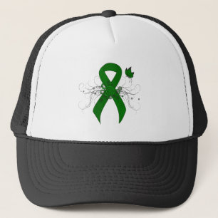 Gorra De Camionero Cinta de sensibilización verde con mariposa