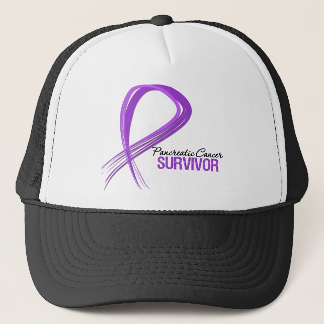 Gorra De Camionero Cinta Grunge Sobreviviente de Cáncer Pancreático (Anverso)