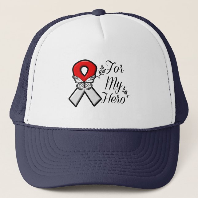 Gorra De Camionero Cinta roja y blanca para mi héroe (Anverso)
