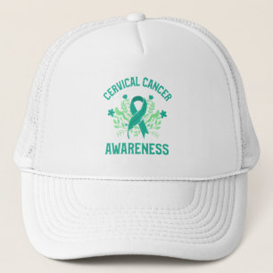 Gorra De Camionero Cinta Verde azulada floral de sensibilización sobr