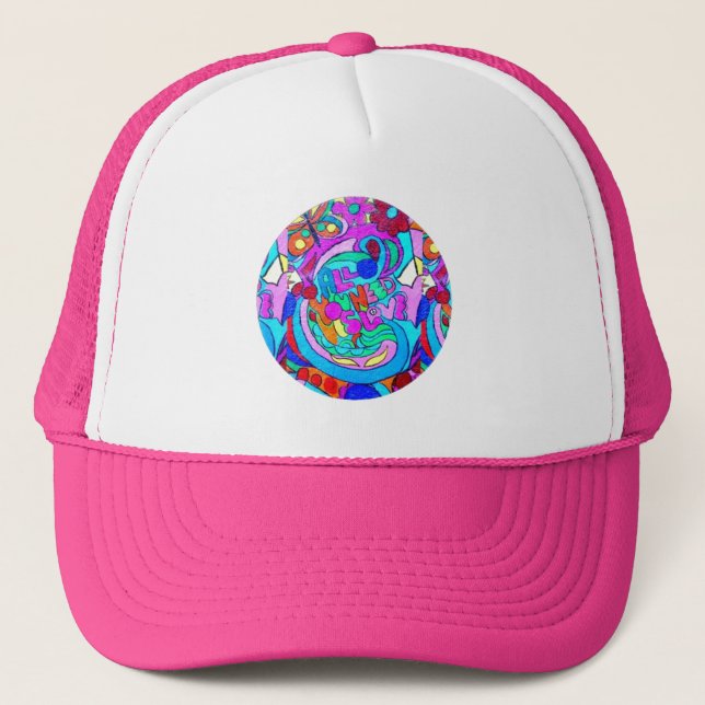 Gorra De Camionero circulo de amor hippie groovy (Anverso)