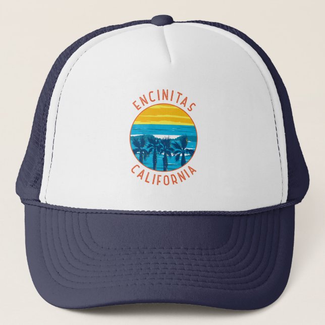 Gorra De Camionero Círculo en problemas retro de Encinitas California (Anverso)